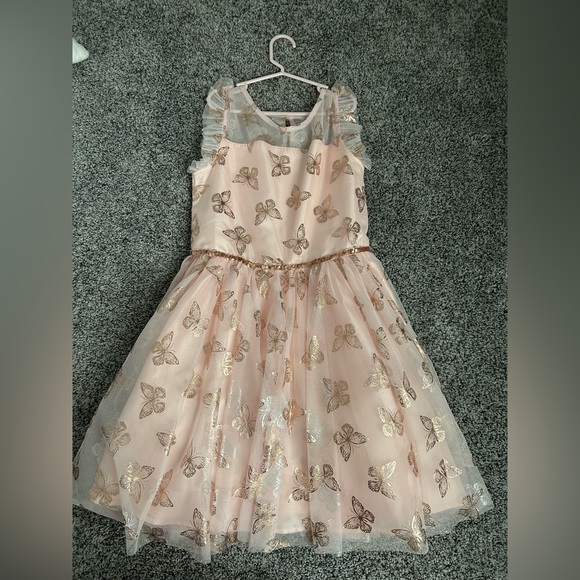 lilt Other - Lilt girls size 14 pink flutter sleeve tulle skirt with rose gold butterfly